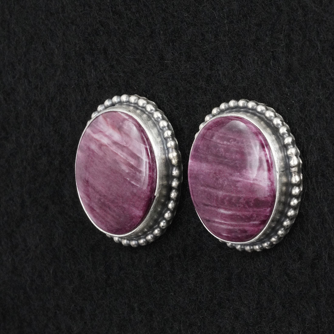 Kathleen Livingston Spiny Oyster & Sterling Silver Earrings