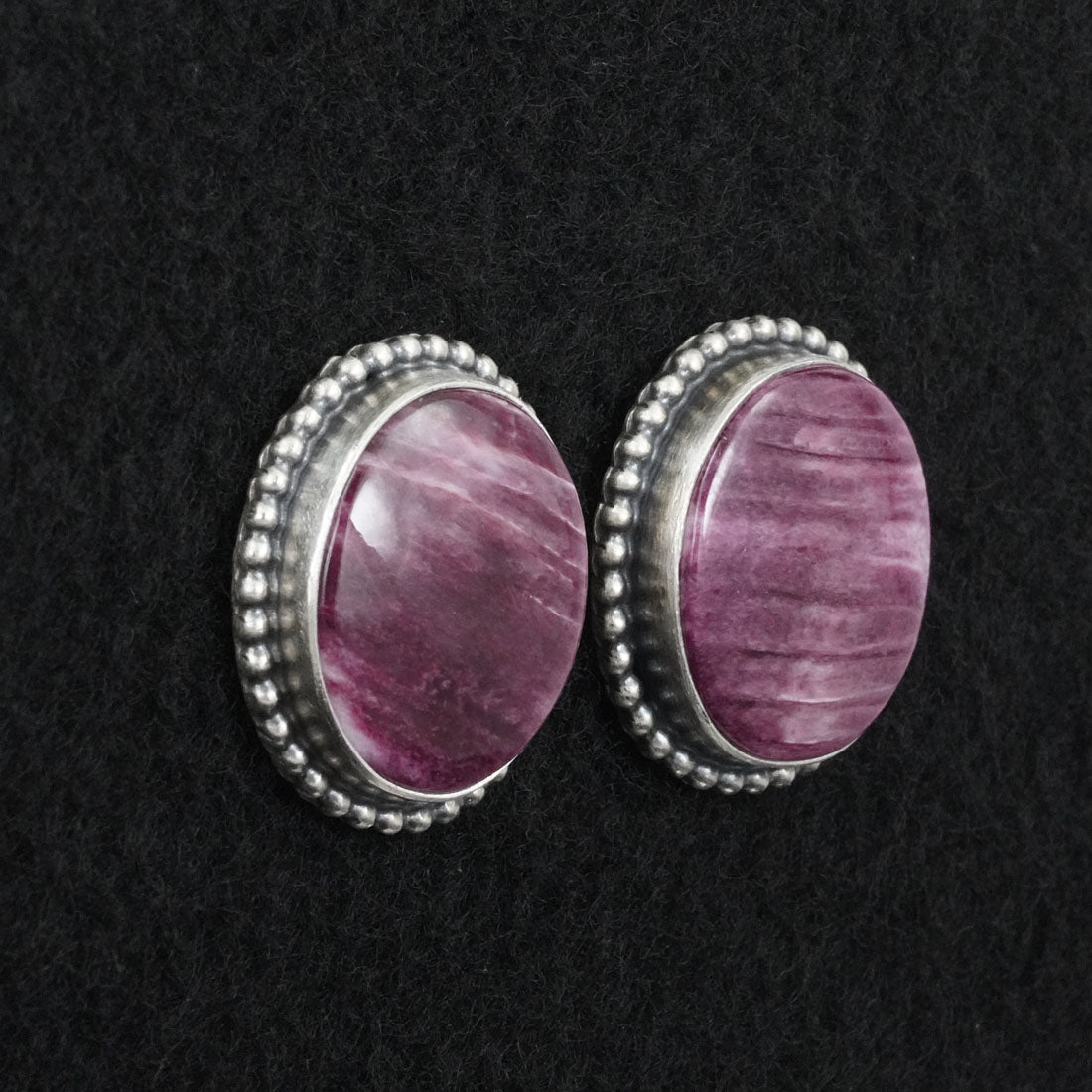 Kathleen Livingston Spiny Oyster & Sterling Silver Earrings