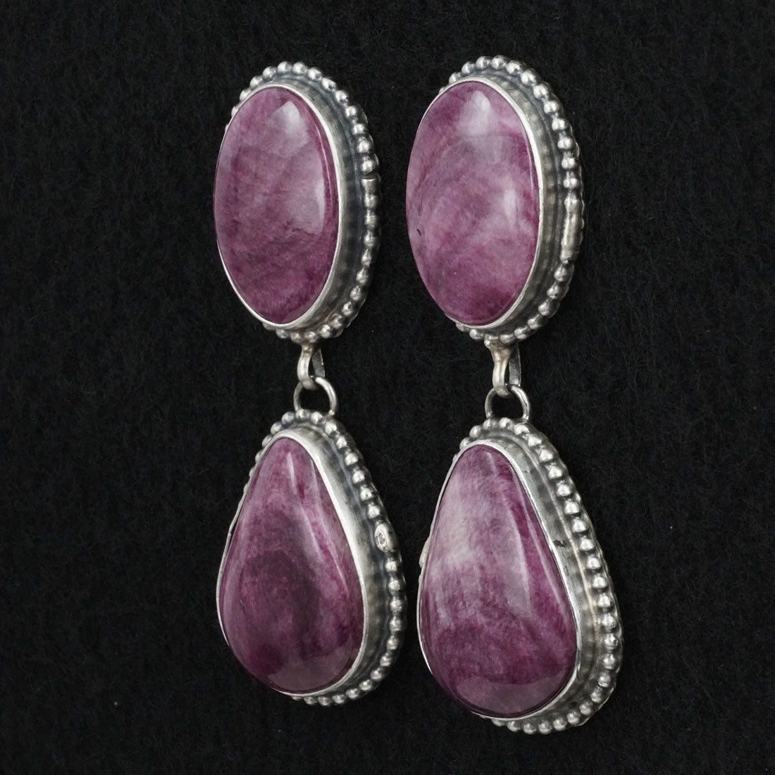 Kathleen Livingston Spiny Oyster & Sterling Silver Earrings