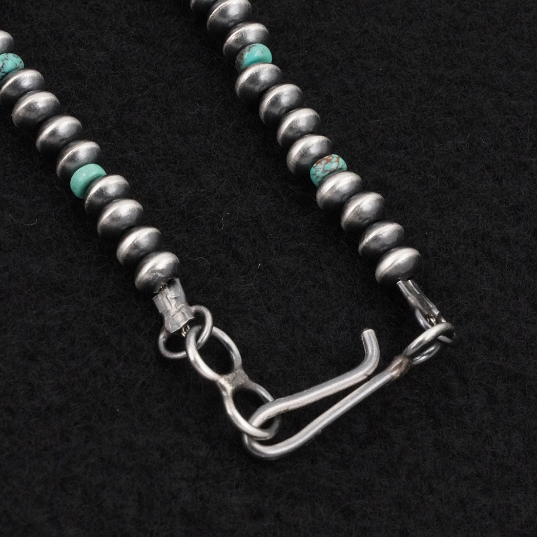 Tonisha Haley Turquoise & Sterling Silver Navajo Pearl Necklace 22"