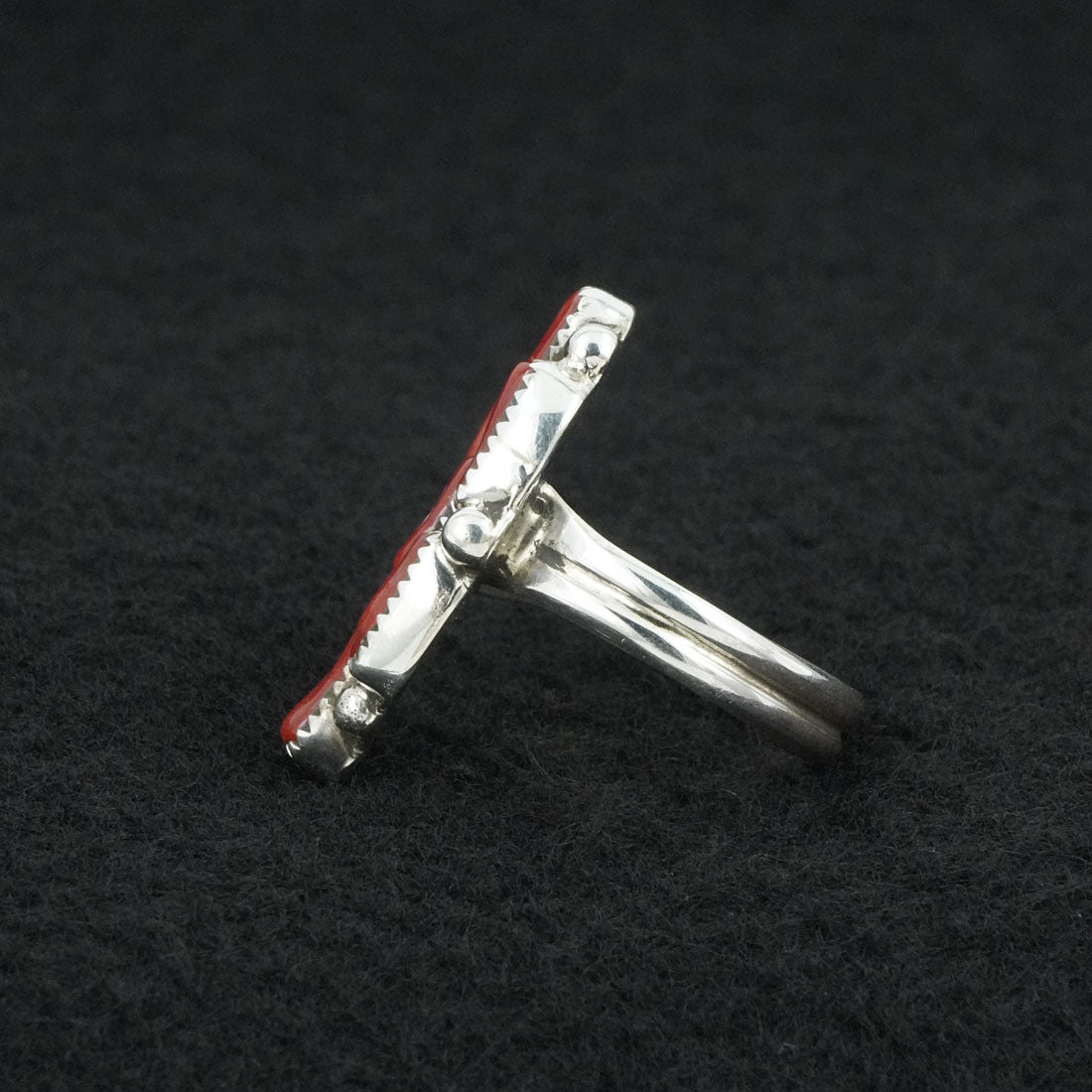 Priscilla Reeder Coral & Sterling Silver Ring Sz. 7.5