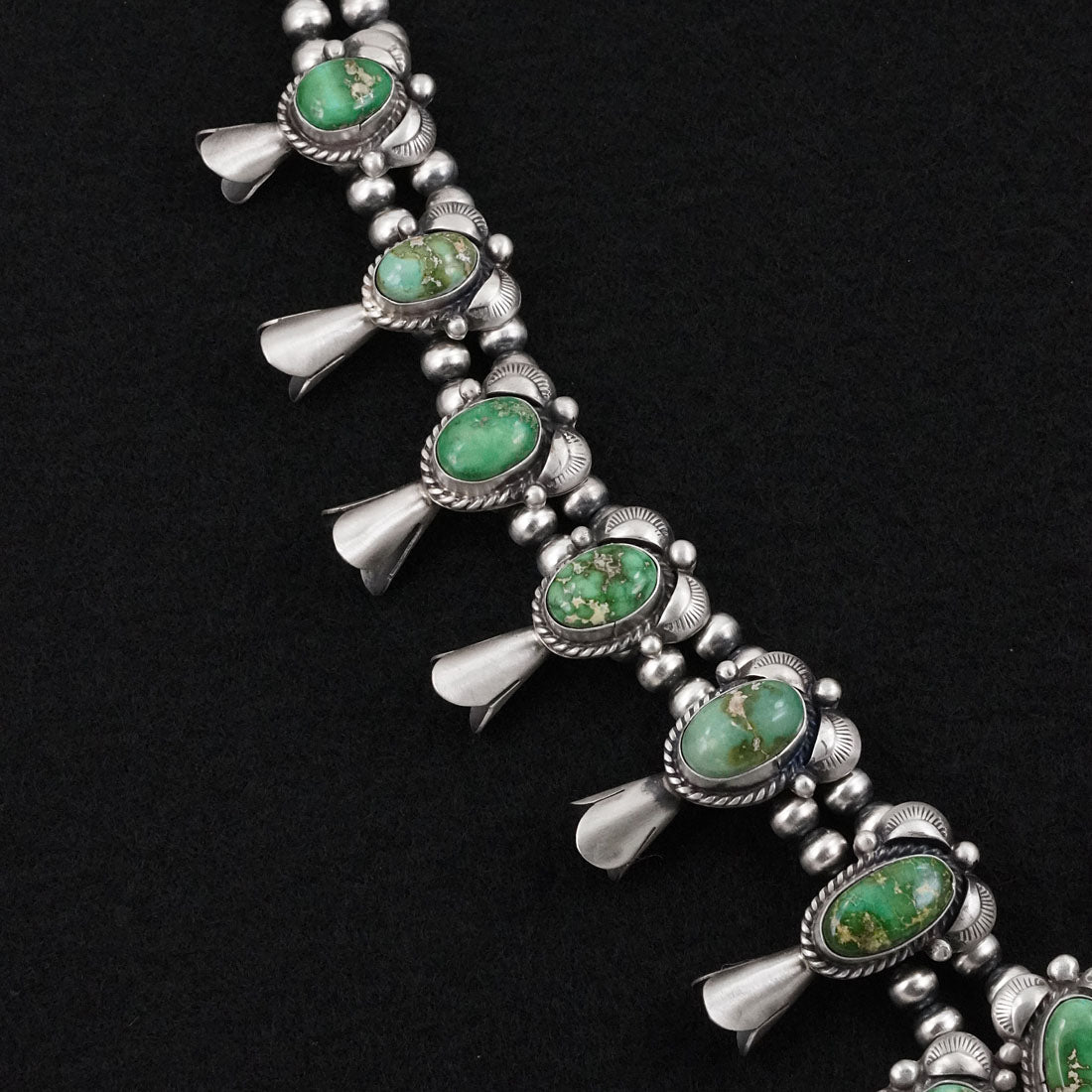 Vernon Johnson Turquoise & Sterling Silver Squash Blossom Set