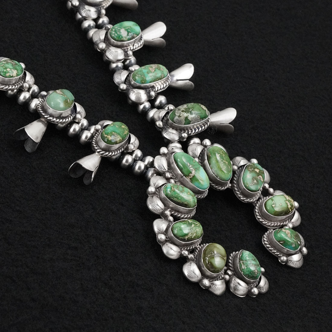 Vernon Johnson Turquoise & Sterling Silver Squash Blossom Set