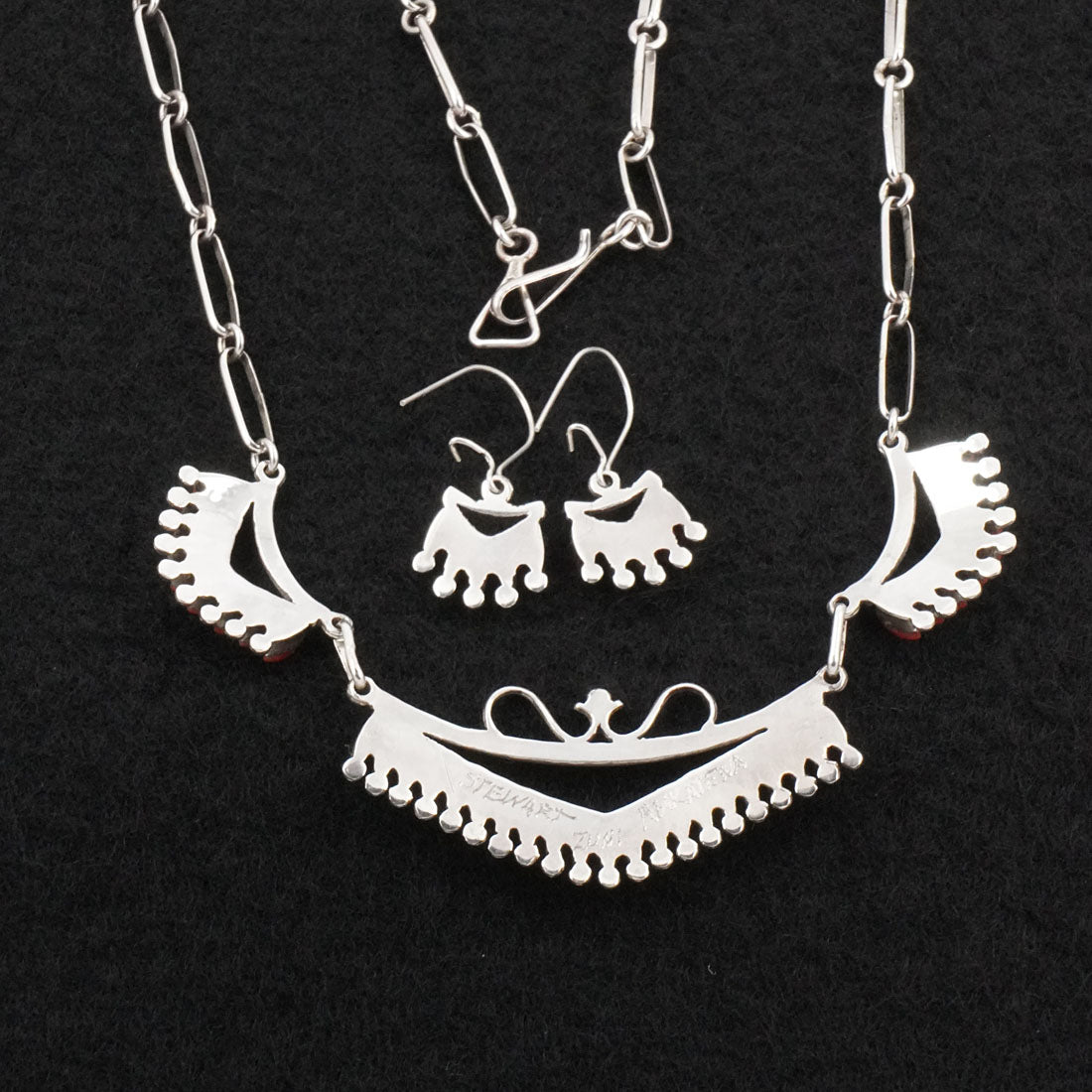 Stewart Nakatewa Coral & Sterling Silver Necklace Set