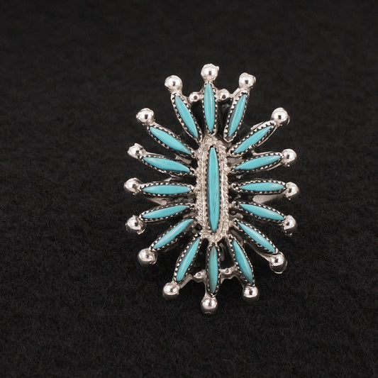 Jack Etsate Turquoise & Sterling Silver Ring Size 8