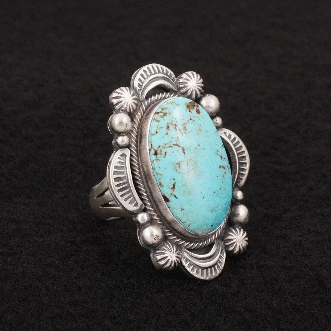 Jackson Hoskie Turquoise & Sterling Silver Ring Size 8