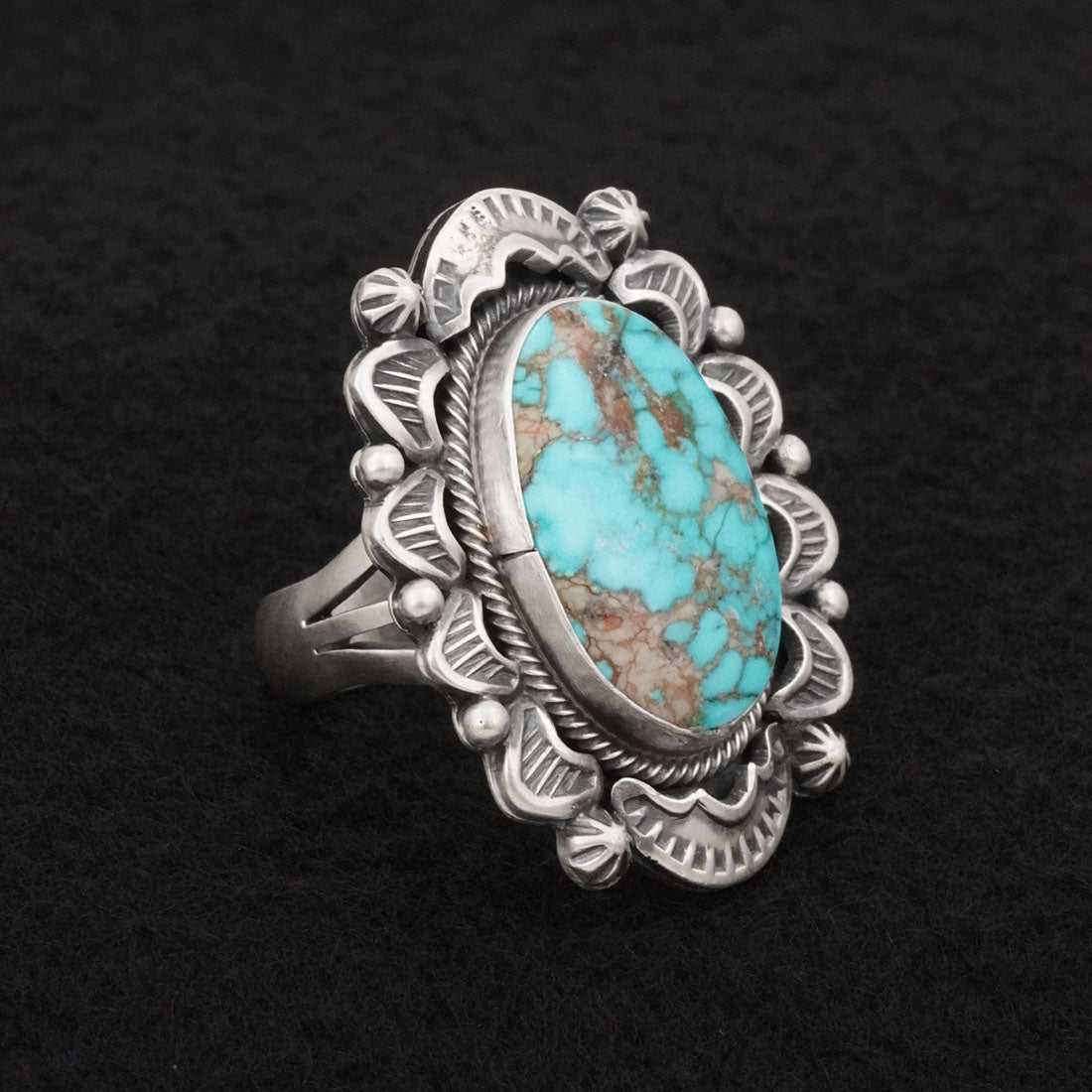 Jackson Hoskie Turquoise & Sterling Silver Ring Size 9