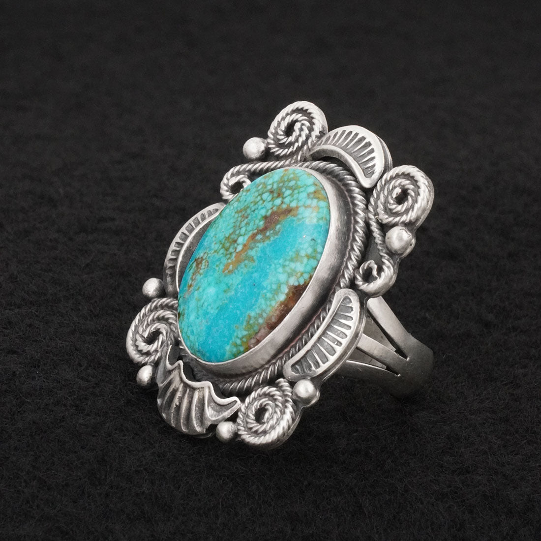 Jackson Hoskie Turquoise & Sterling Silver Ring Size 8
