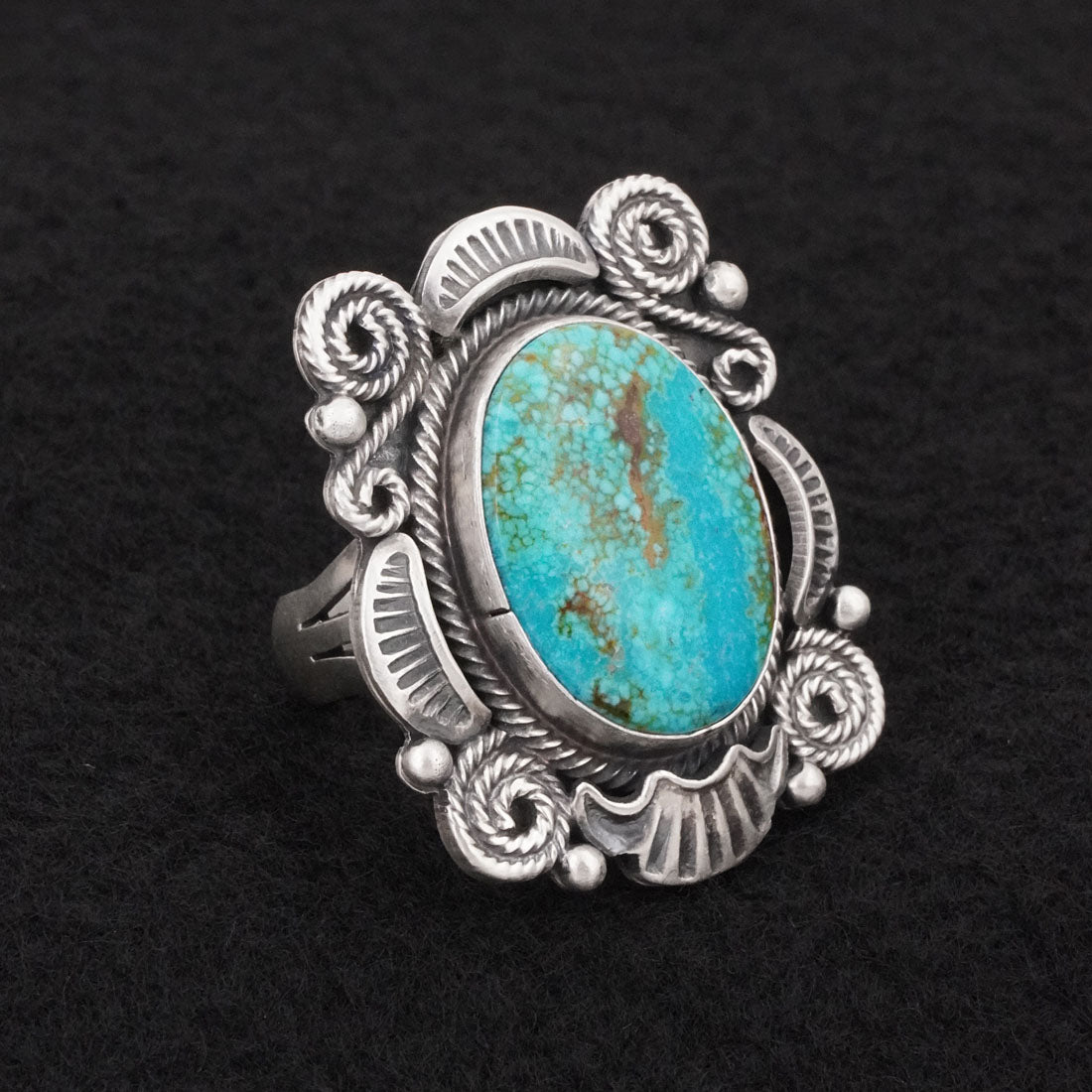 Jackson Hoskie Turquoise & Sterling Silver Ring Size 8