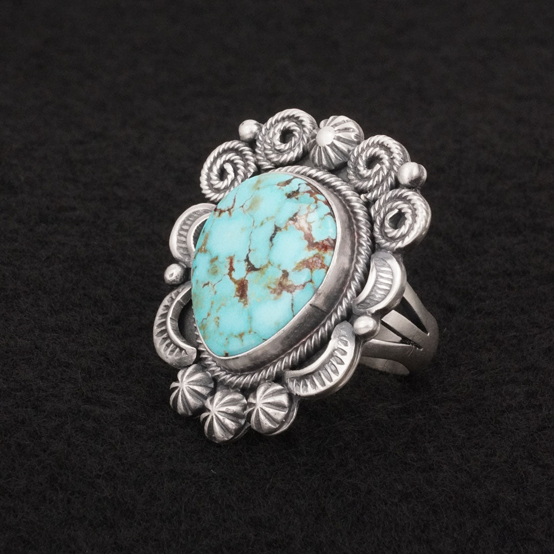Jackson Hoskie Turquoise & Sterling Silver Ring Size 7