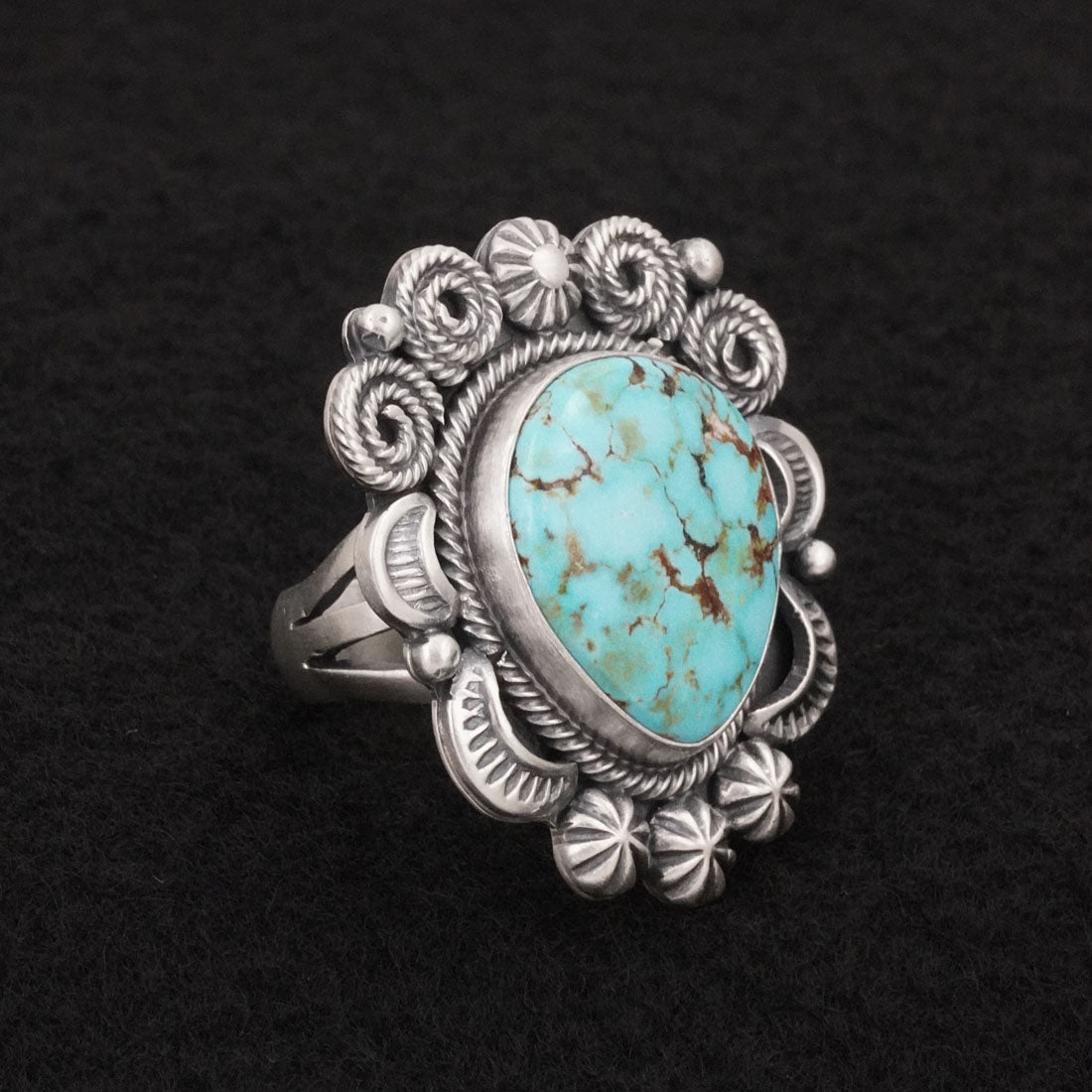 Jackson Hoskie Turquoise & Sterling Silver Ring Size 7