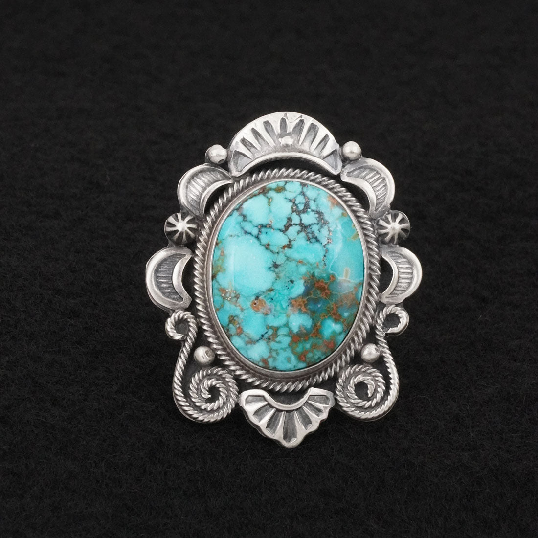 Jackson Hoskie Turquoise & Sterling Silver Ring Size 8
