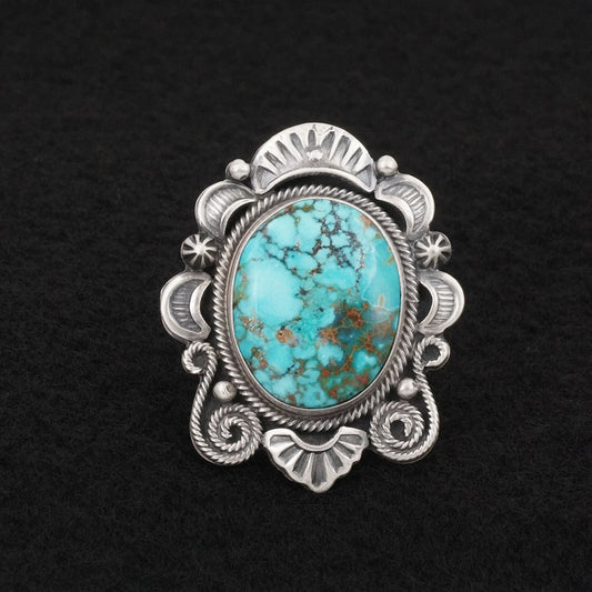 Jackson Hoskie Turquoise & Sterling Silver Ring Size 8