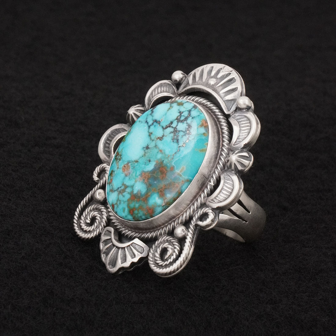 Jackson Hoskie Turquoise & Sterling Silver Ring Size 8