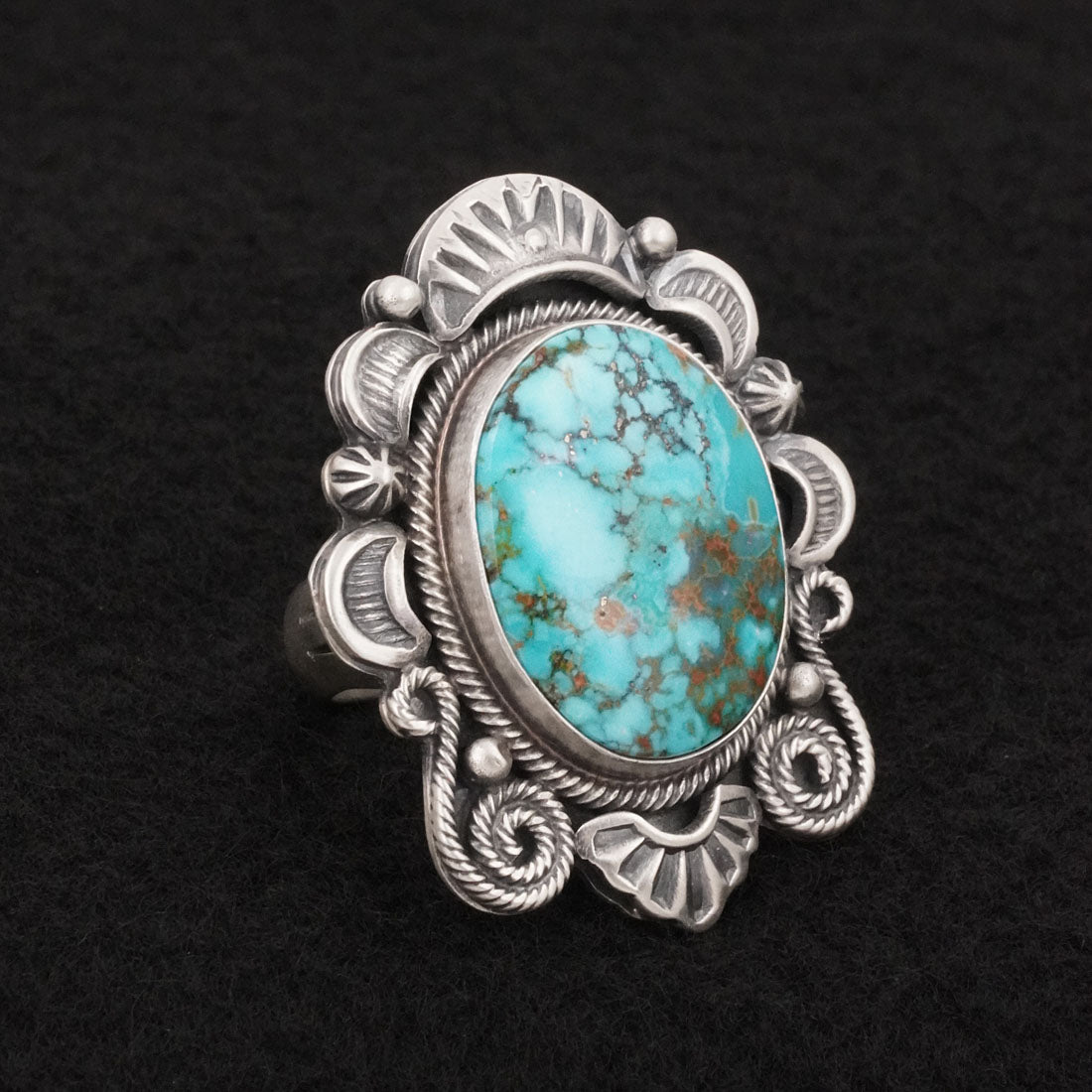 Jackson Hoskie Turquoise & Sterling Silver Ring Size 8