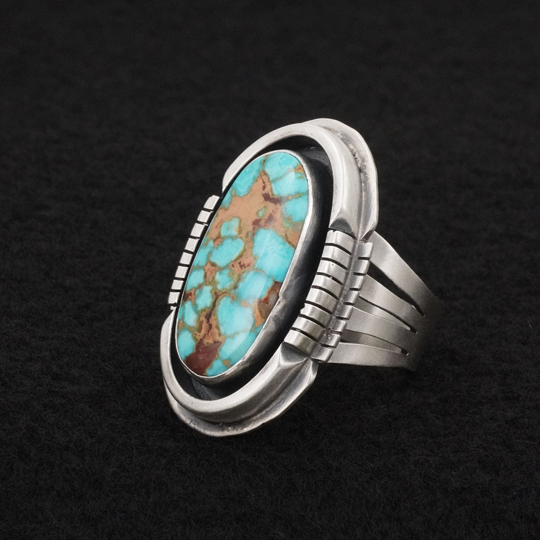 Paul Livingston Turquoise & Sterling Silver Ring Size 8.5