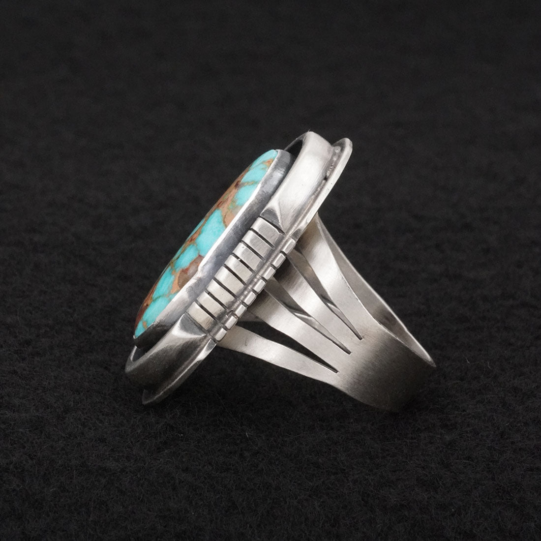 Paul Livingston Turquoise & Sterling Silver Ring Size 8.5