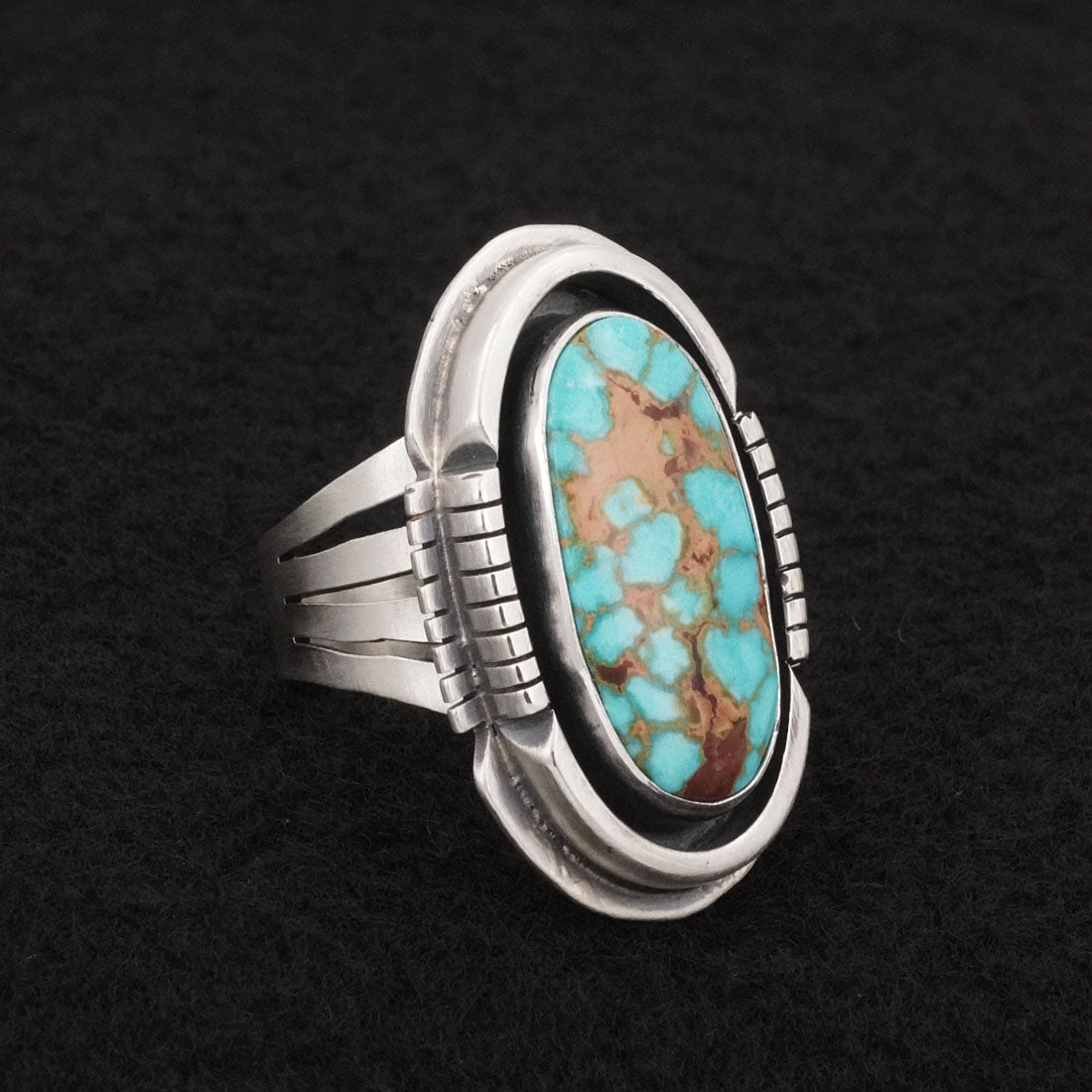 Paul Livingston Turquoise & Sterling Silver Ring Size 8.5