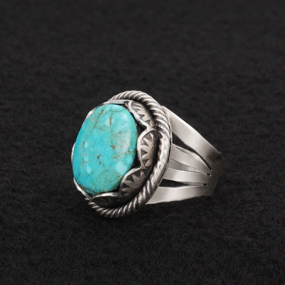 Paul Livingston Turquoise & Sterling Silver Ring Size 6.5