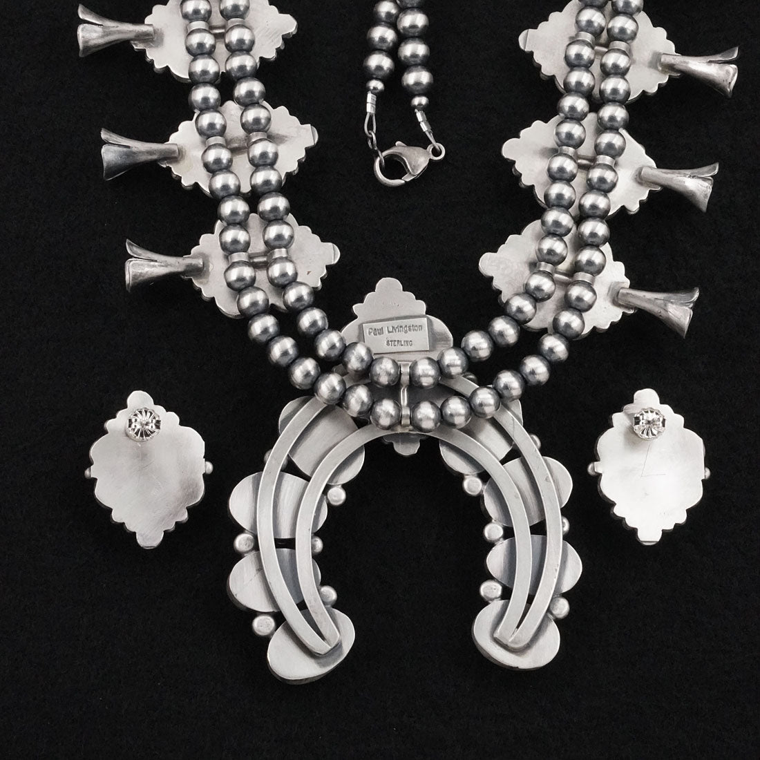 Paul Livingston White Buffalo & Sterling Silver Squash Blossom Set