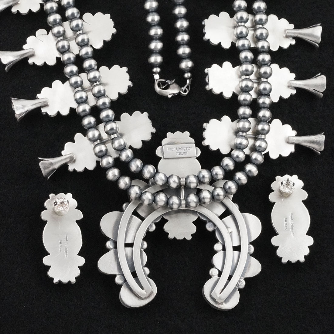Paul Livingston White Buffalo & Sterling Silver Squash Blossom Set