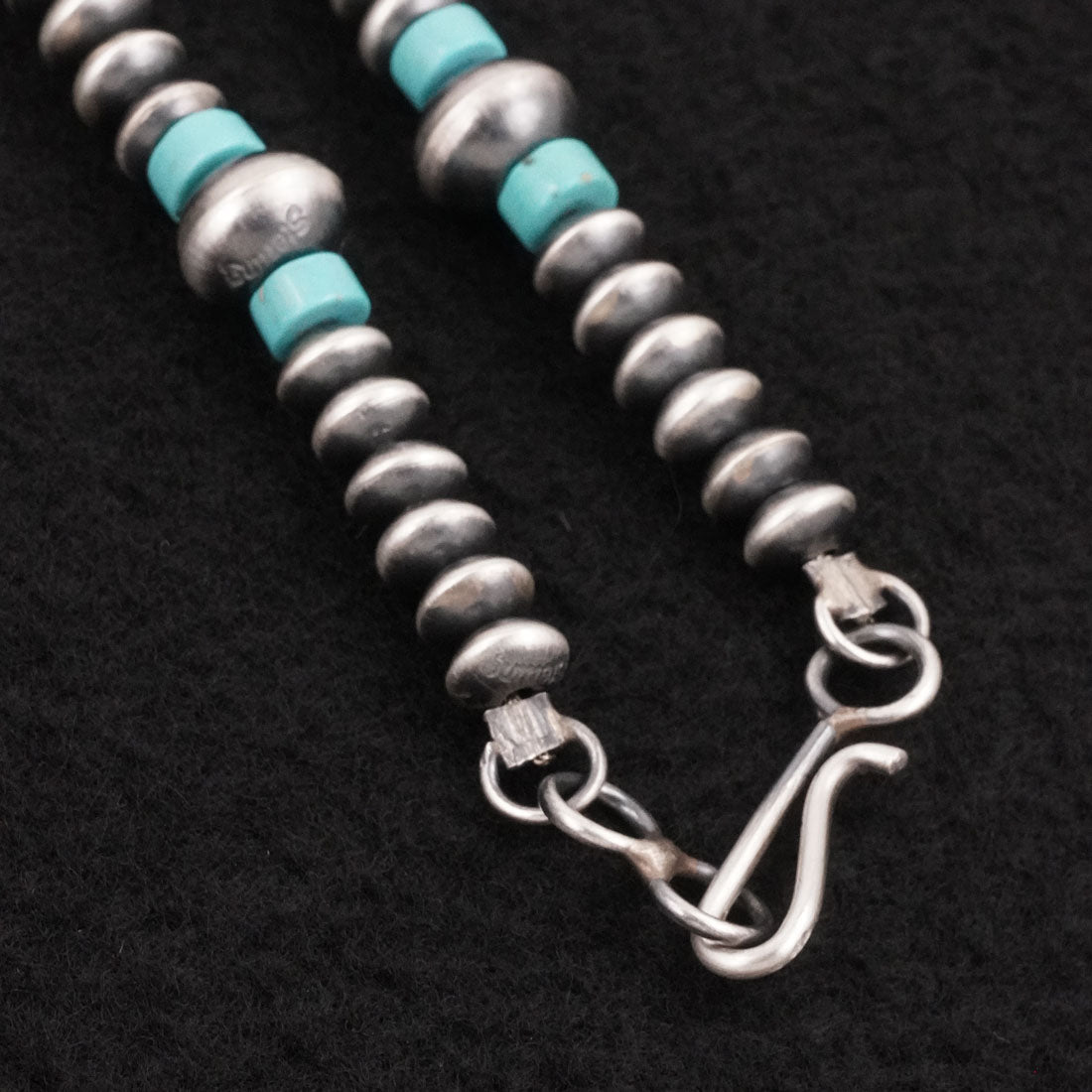 Crystal Haley Turquoise & Sterling Silver Navajo Pearl Necklace 20"