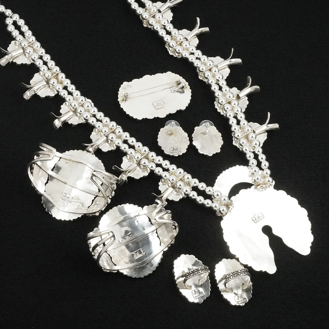 Justina Wilson Turquoise & Sterling Silver Squash Blossom Set