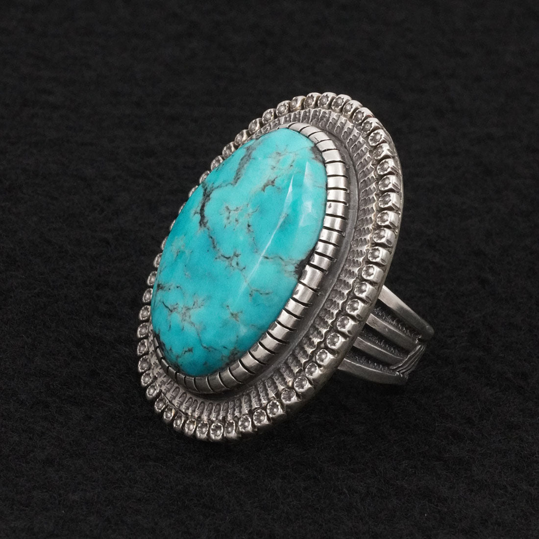 Calvin Martinez Turquoise & Sterling Silver Ring Size 9