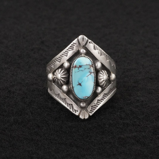 Calvin Martinez Turquoise & Sterling Silver Ring Size 7