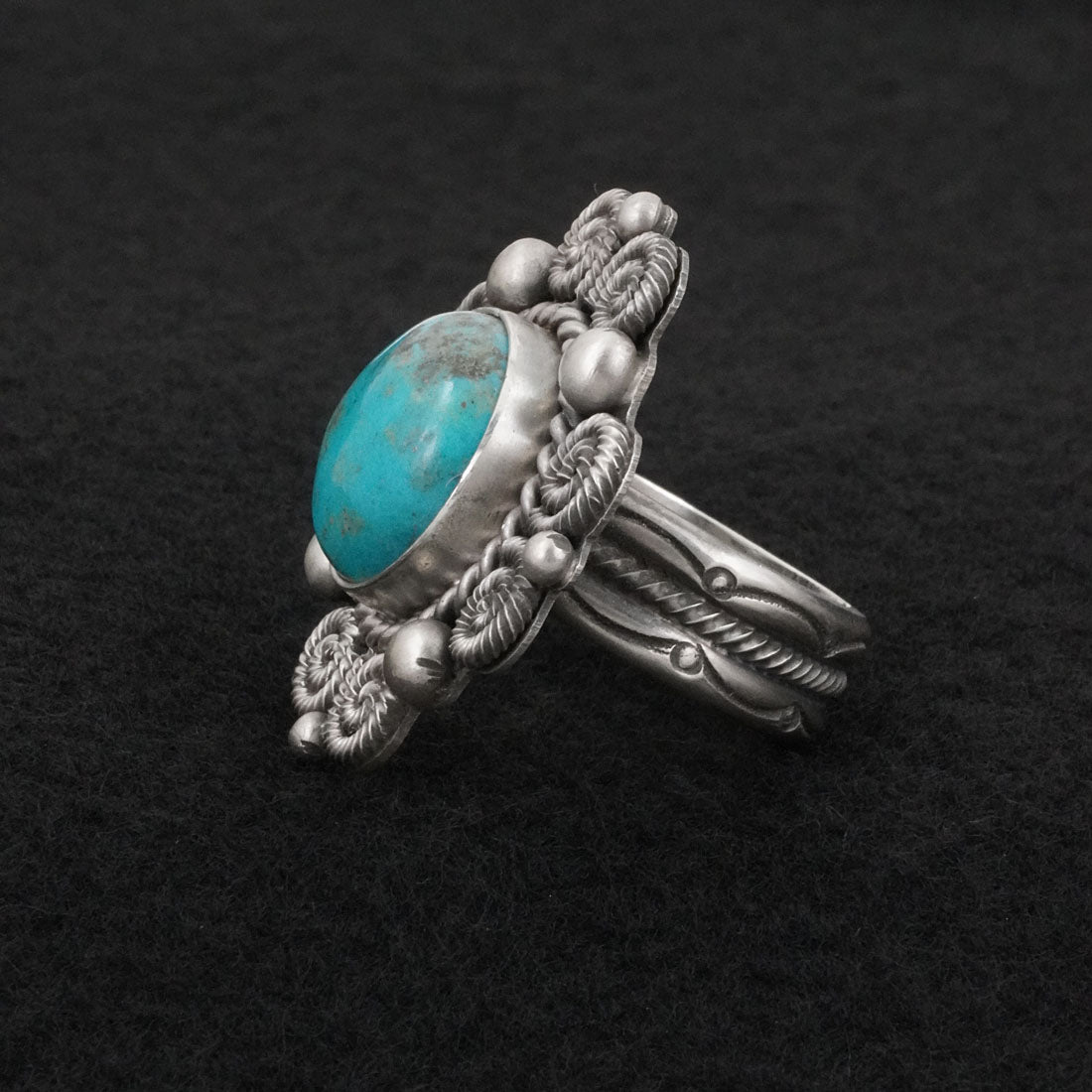 Michael Calladitto Turquoise & Sterling Silver Ring Size 7.5