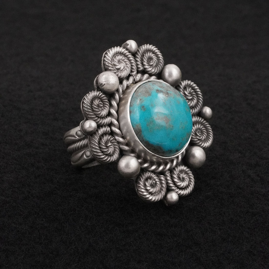 Michael Calladitto Turquoise & Sterling Silver Ring Size 7.5