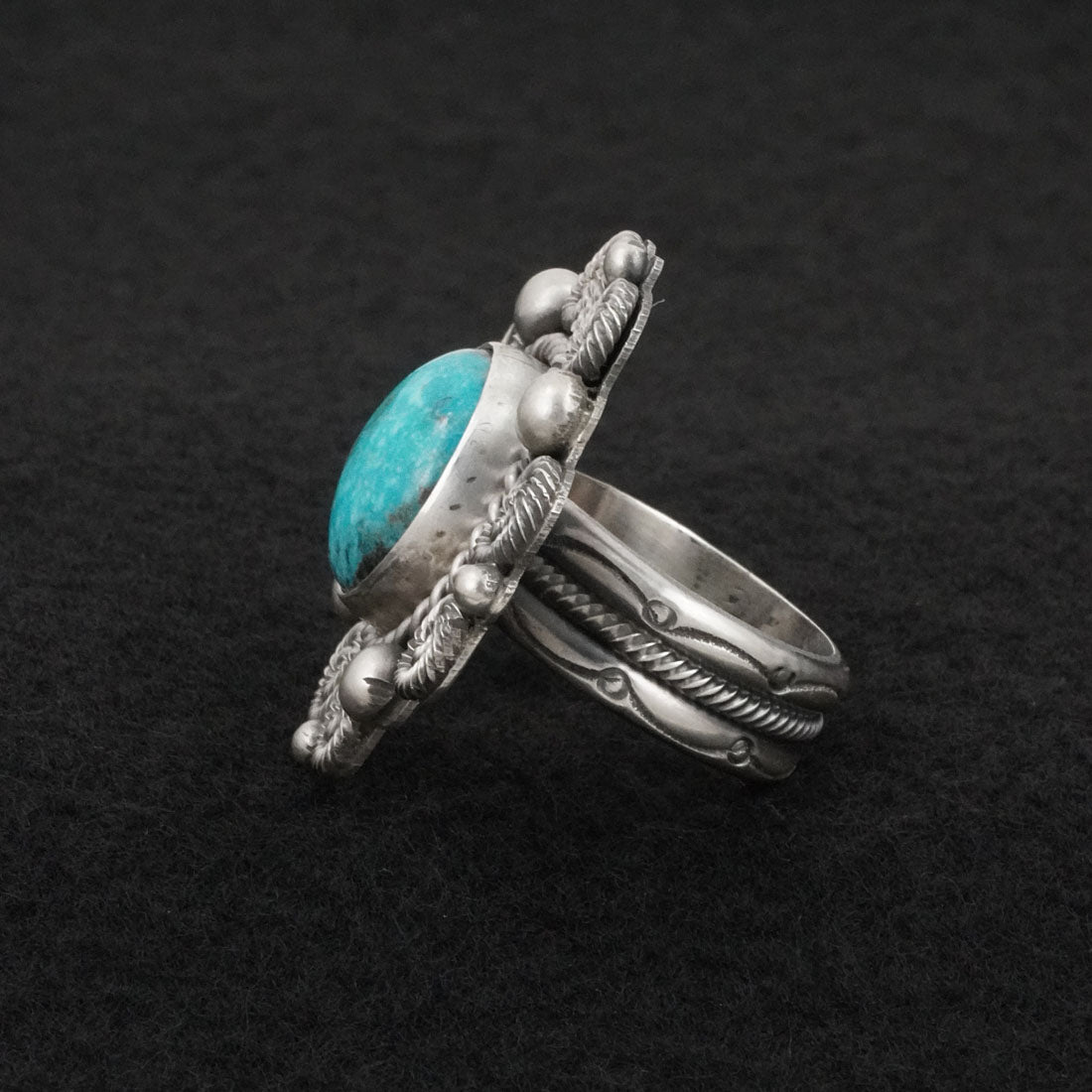 Michael Calladitto Turquoise & Sterling Silver Ring Size 7.5