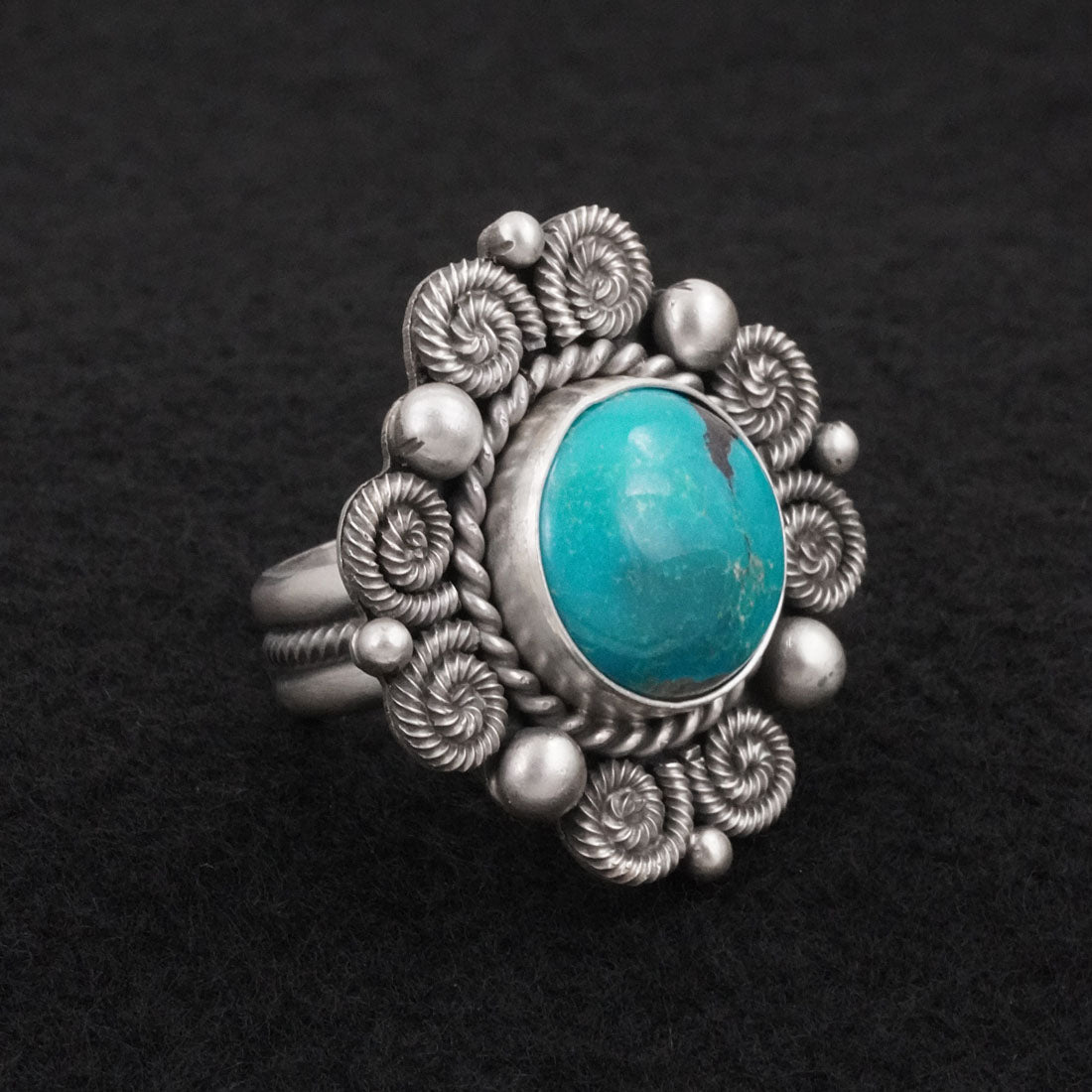 Michael Calladitto Turquoise & Sterling Silver Ring Size 8