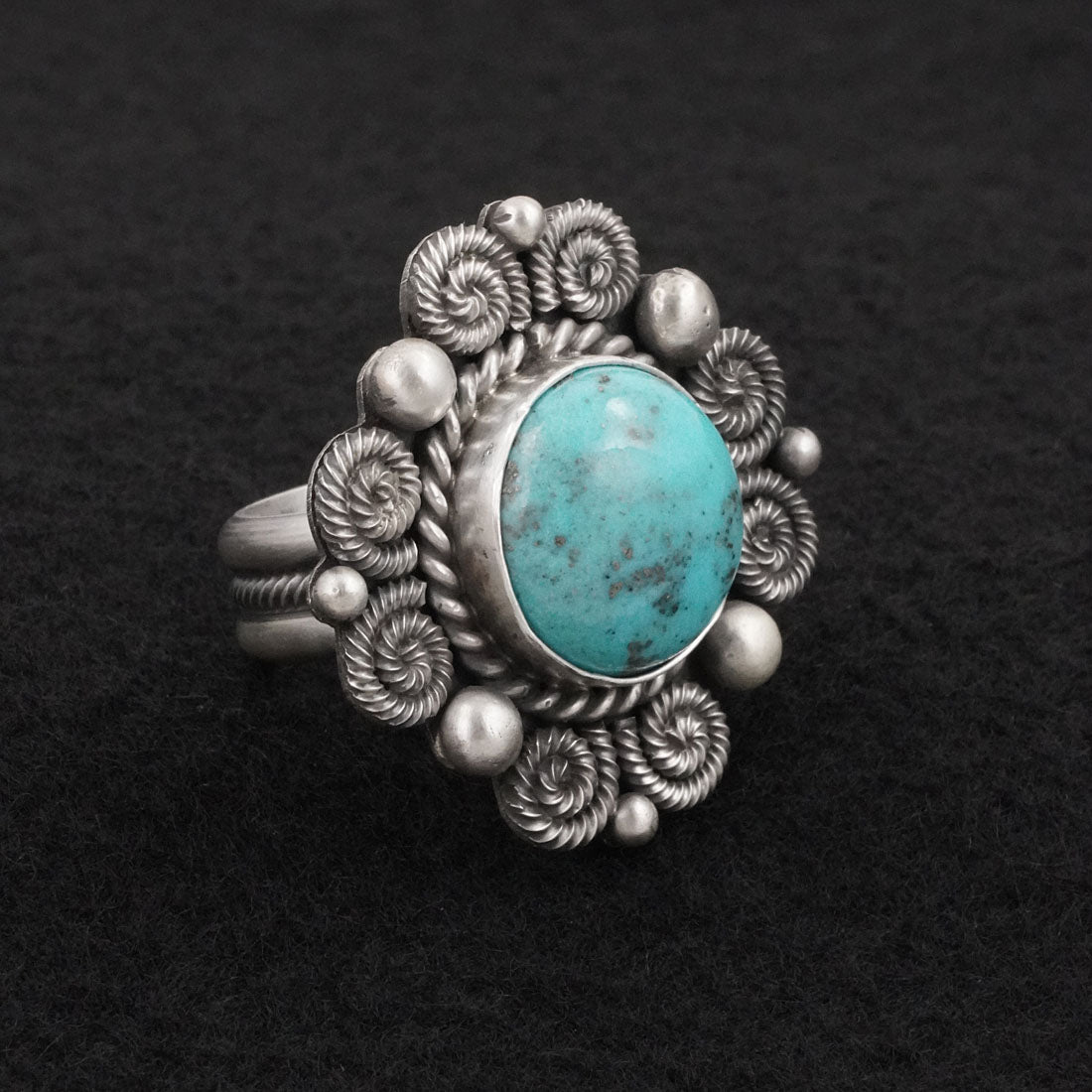 Michael Calladitto Turquoise & Sterling Silver Ring Size 8