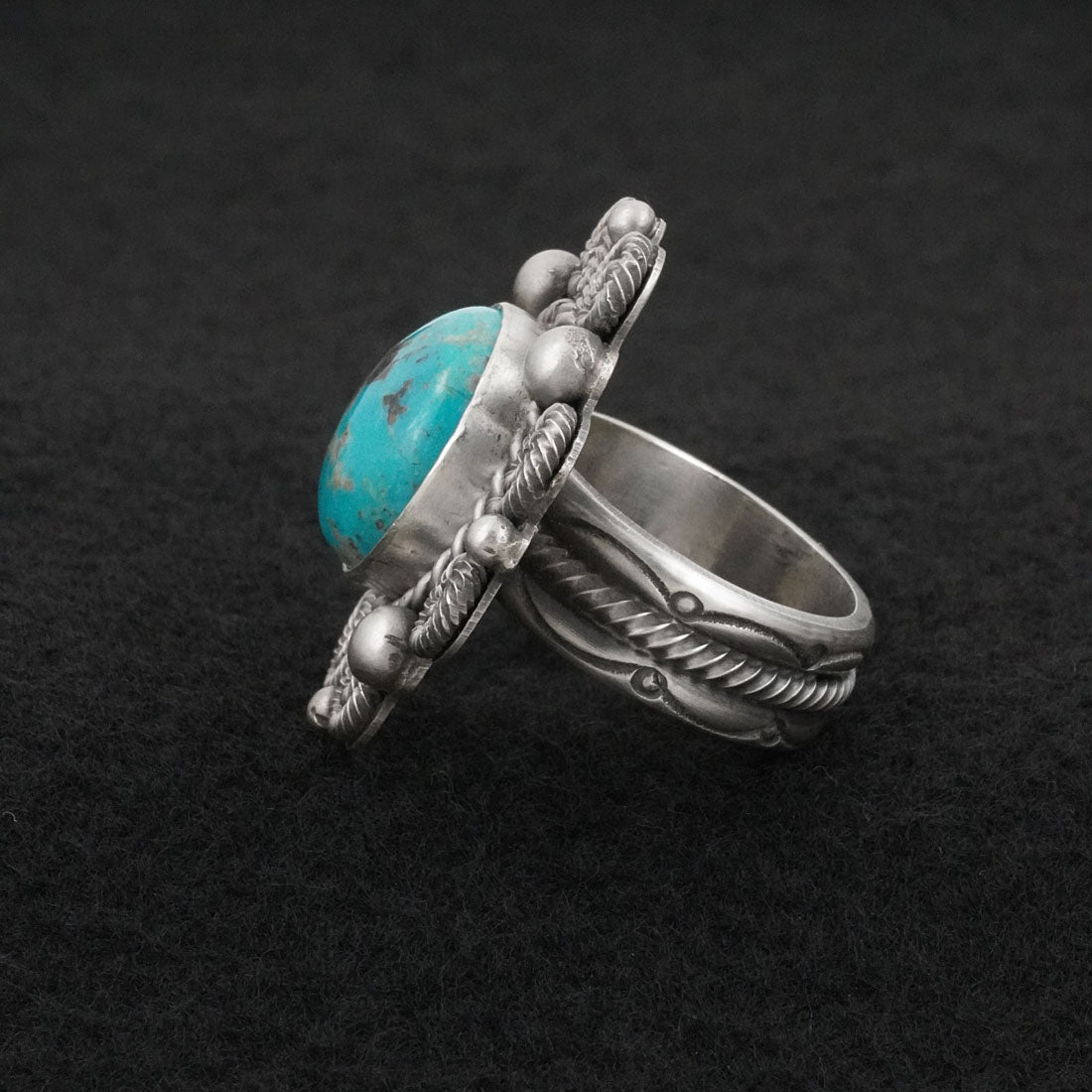 Michael Calladitto Turquoise & Sterling Silver Ring Size 8.5