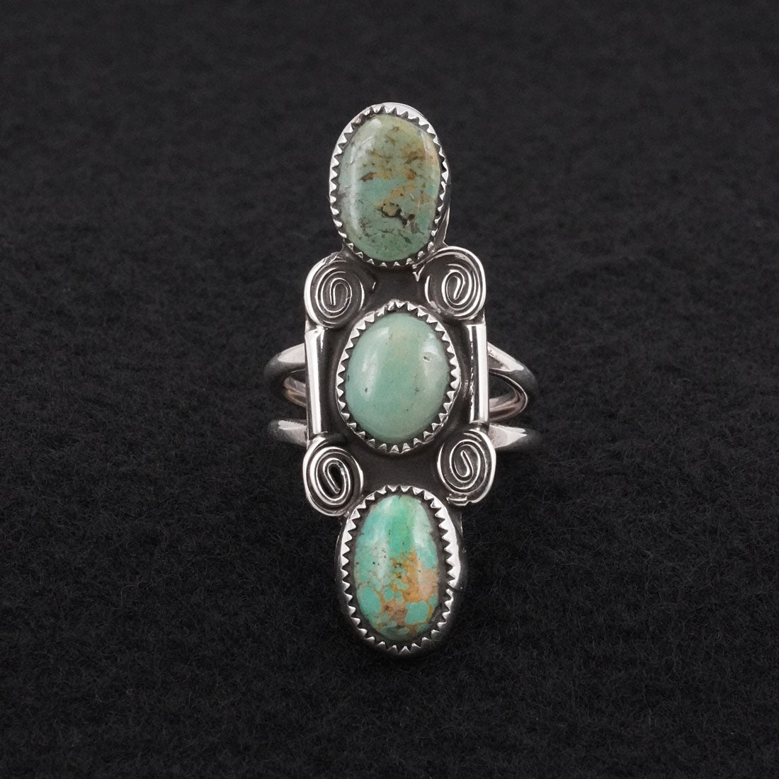Priscilla Reeder Turquoise & Sterling Silver Ring Sz. 8