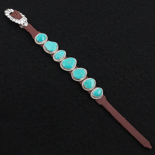 Rosita Charlie Turquoise, Sterling Silver & Leather Bracelet