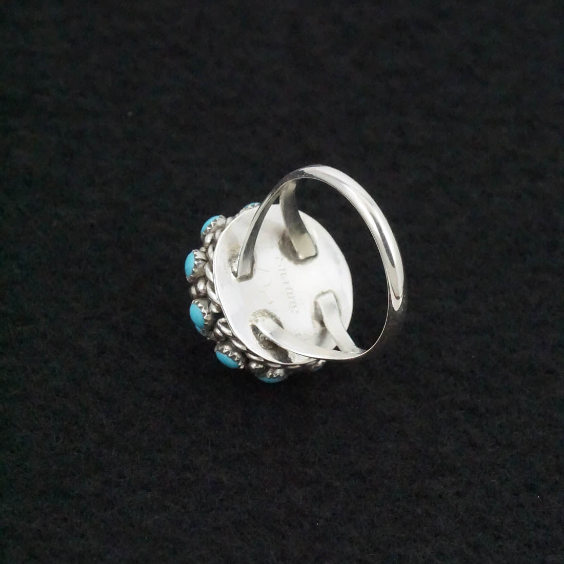 Dickie Charley Turquoise & Sterling Silver Ring Size 8
