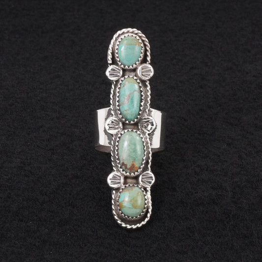 Priscilla Reeder Turquoise & Sterling Silver Ring Size 7.5