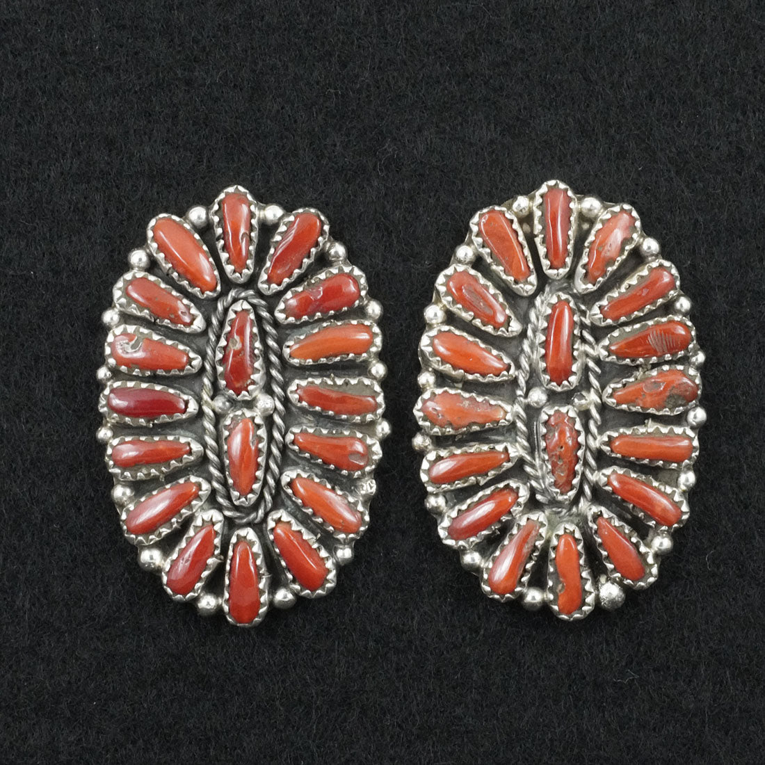 Justina Wilson Coral & Sterling Silver Squash Blossom Set