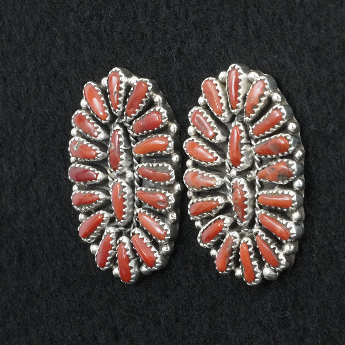 Justina Wilson Coral & Sterling Silver Squash Blossom Set