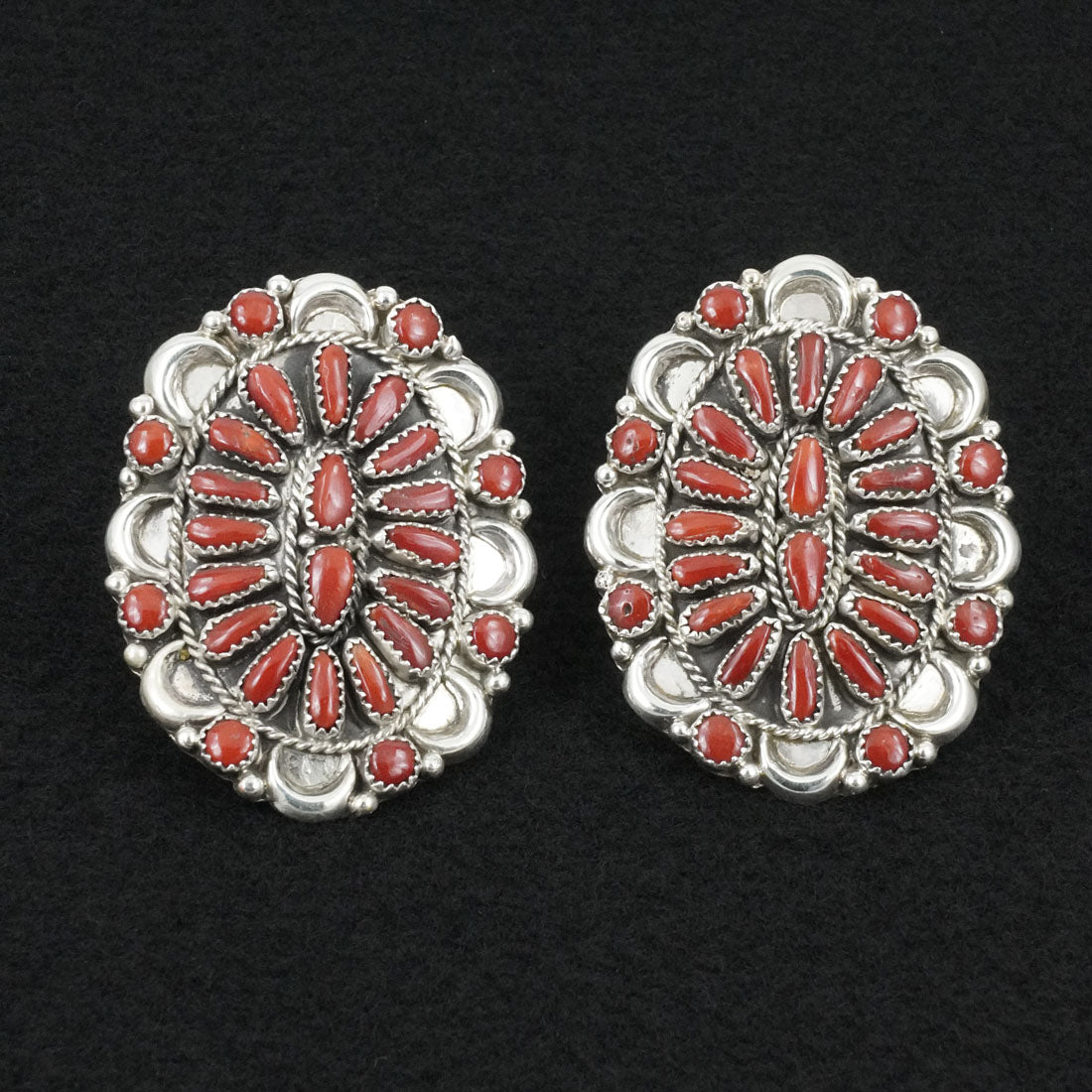 Justina Wilson Coral & Sterling Silver Squash Blossom Set