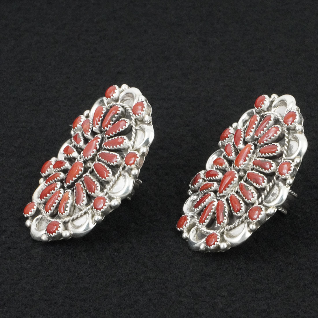 Justina Wilson Coral & Sterling Silver Squash Blossom Set