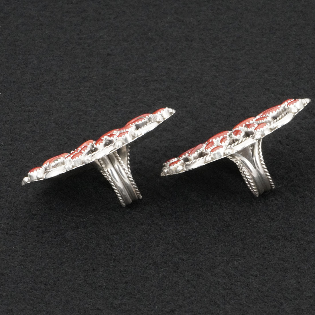 Justina Wilson Coral & Sterling Silver Squash Blossom Set