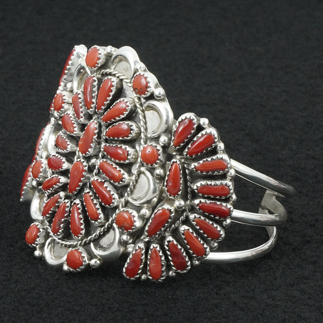 Justina Wilson Coral & Sterling Silver Squash Blossom Set