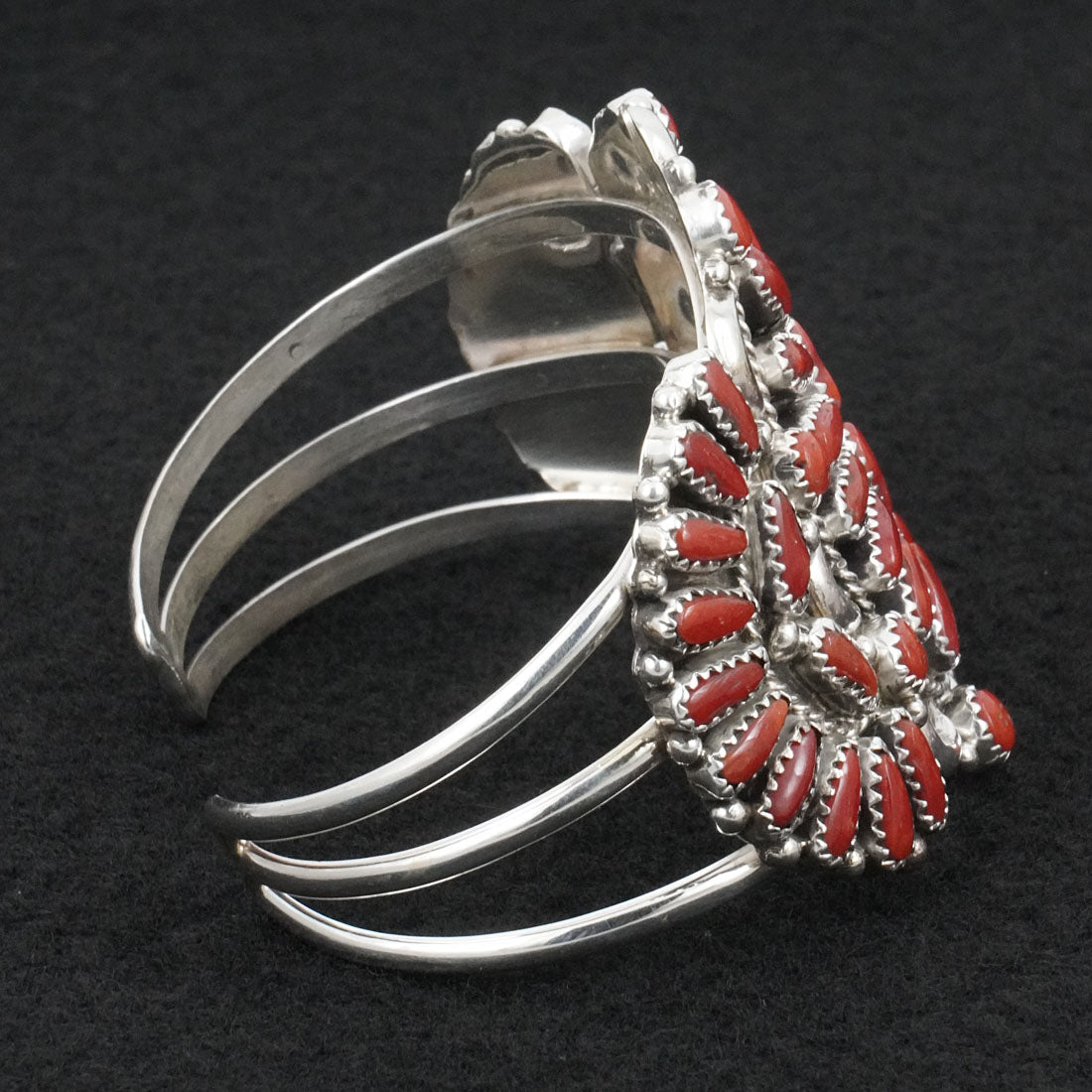 Justina Wilson Coral & Sterling Silver Squash Blossom Set