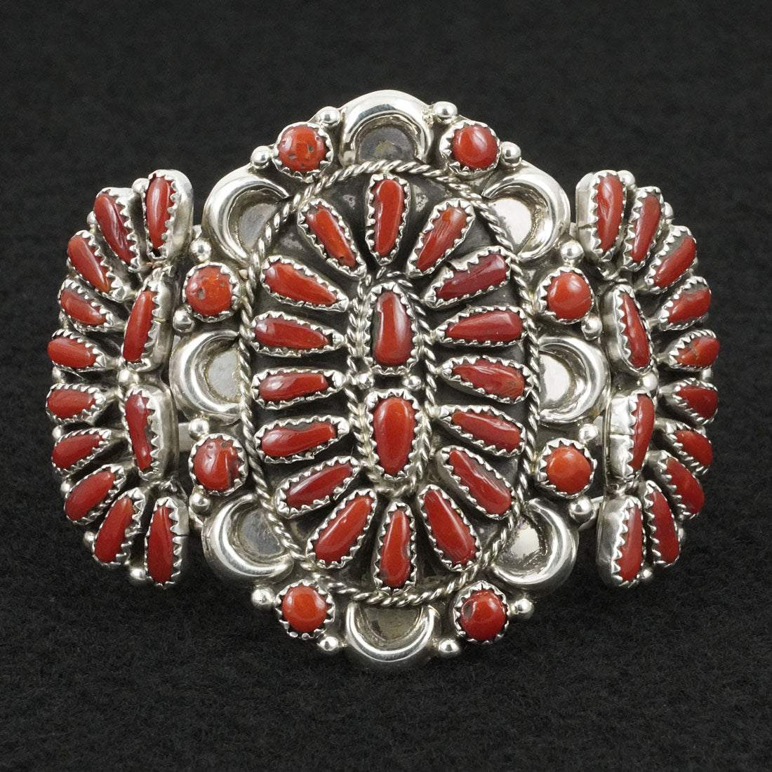 Justina Wilson Coral & Sterling Silver Squash Blossom Set