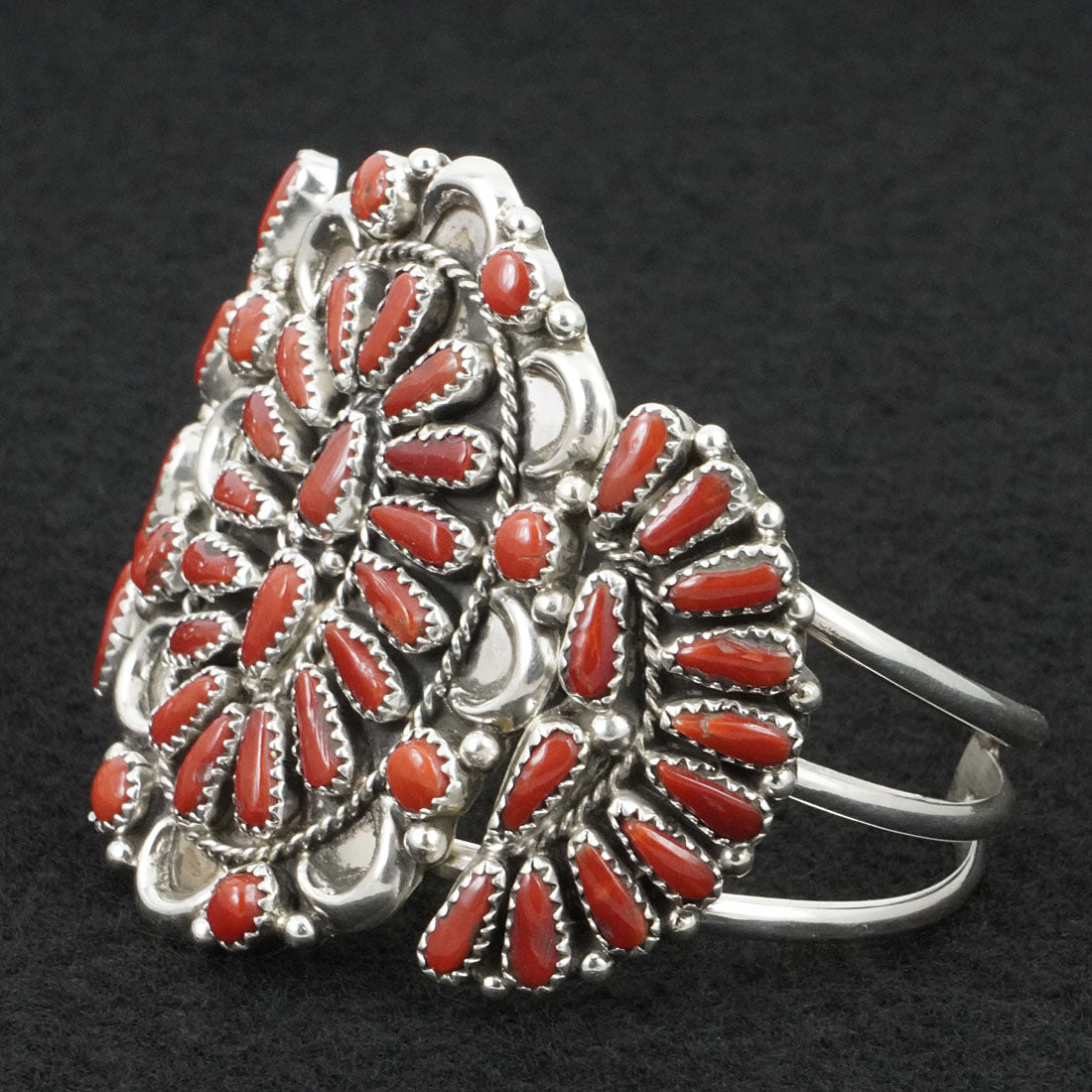Justina Wilson Coral & Sterling Silver Squash Blossom Set