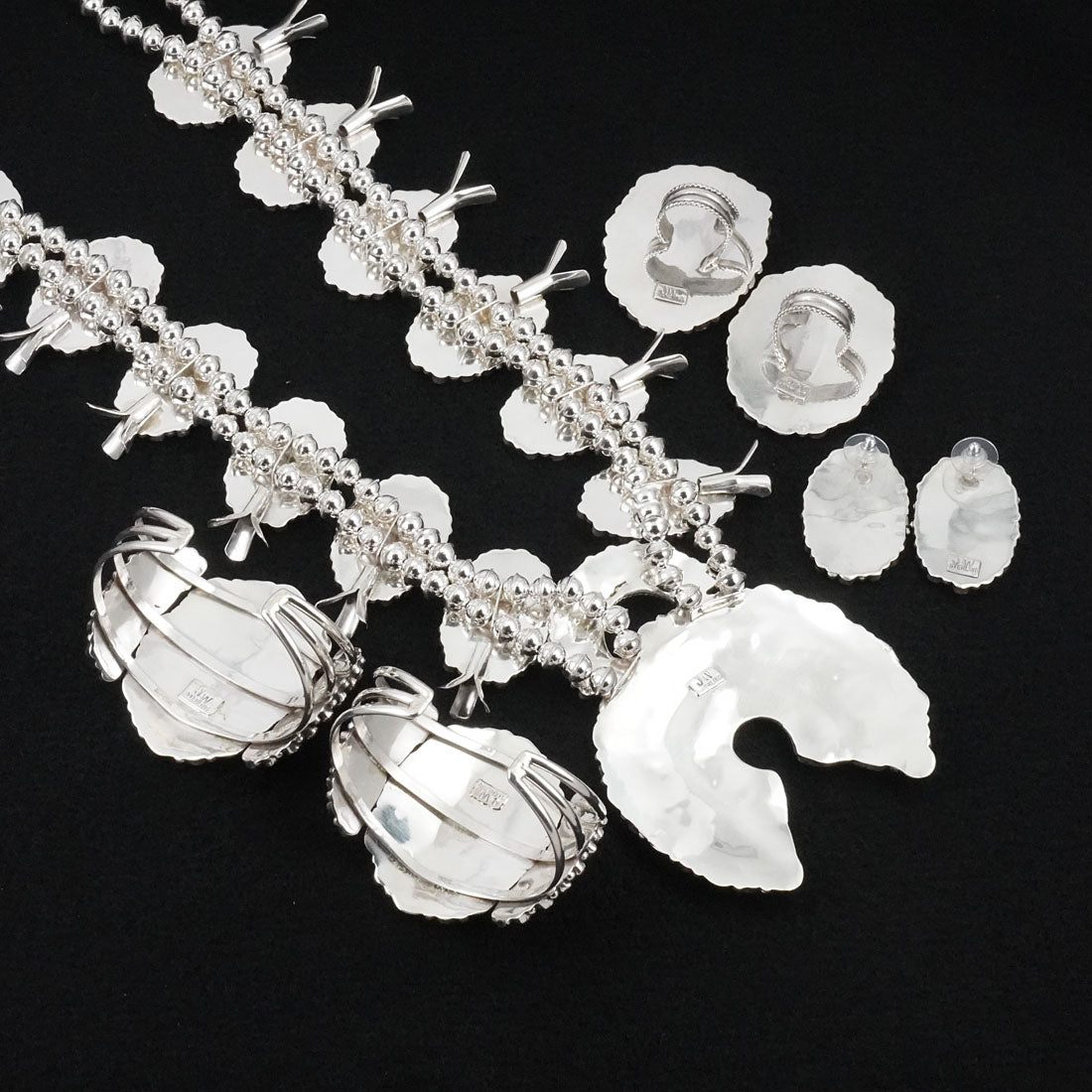 Justina Wilson Coral & Sterling Silver Squash Blossom Set