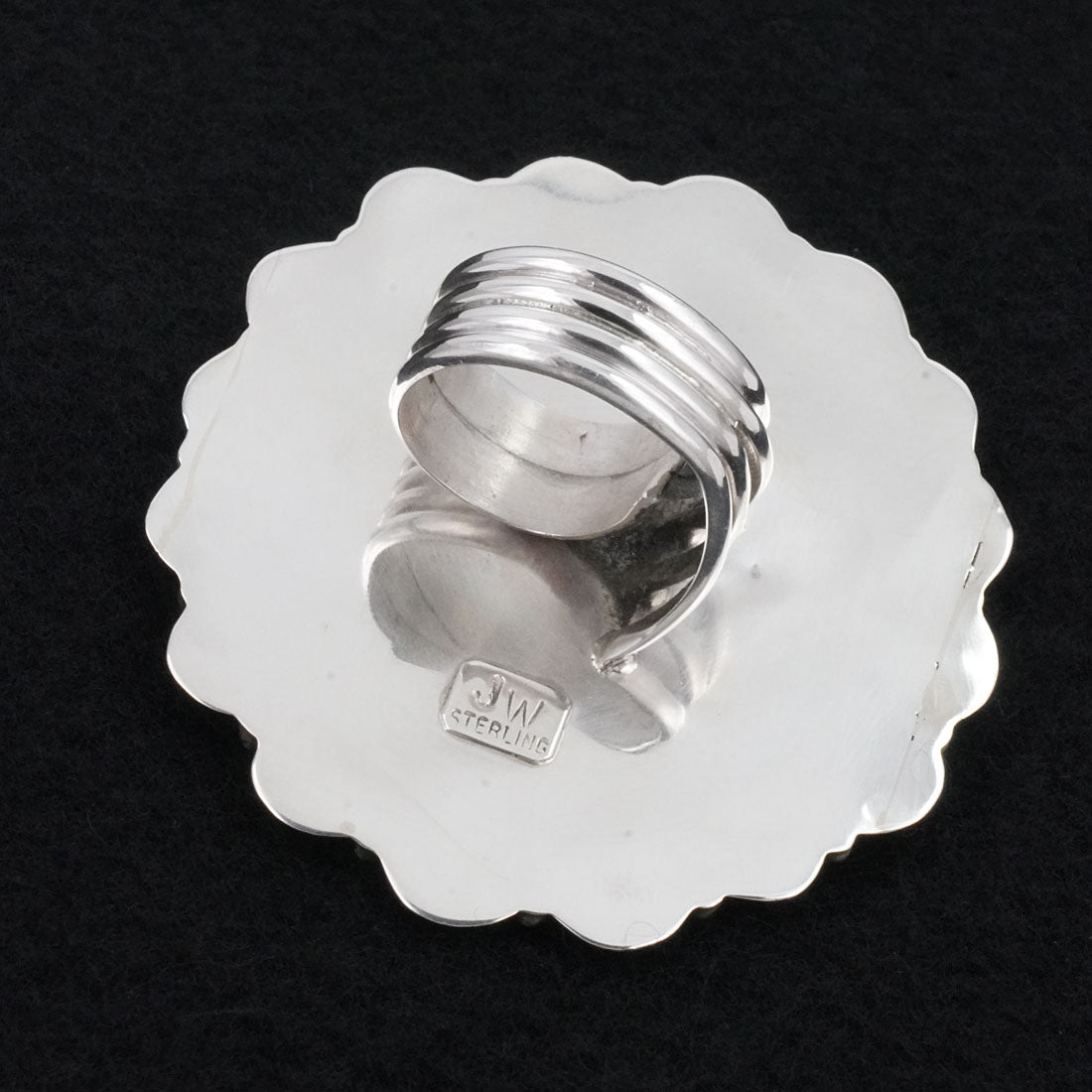 Justina Wilson Coral & Sterling Silver Ring Size Adjustable